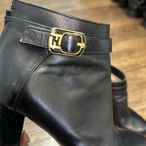 Fendi Black Leather Buckle Ankle Boots - Picture 2 of 9